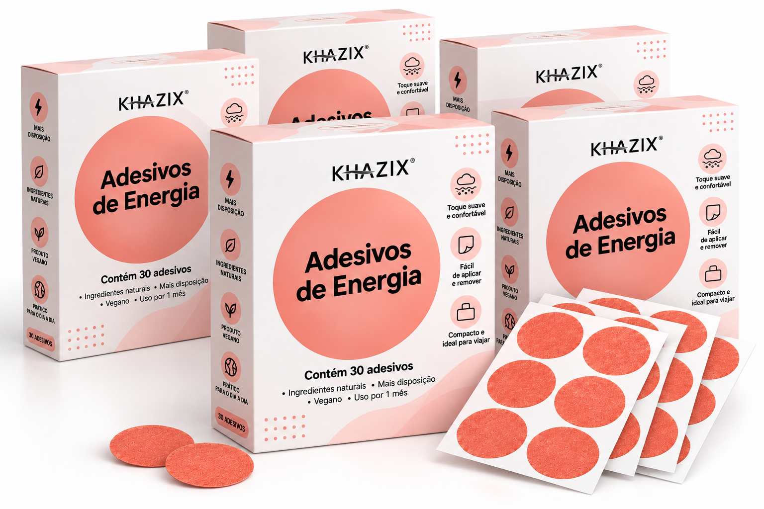 Kit KHAZIX com 5 caixas de adesivos de energia